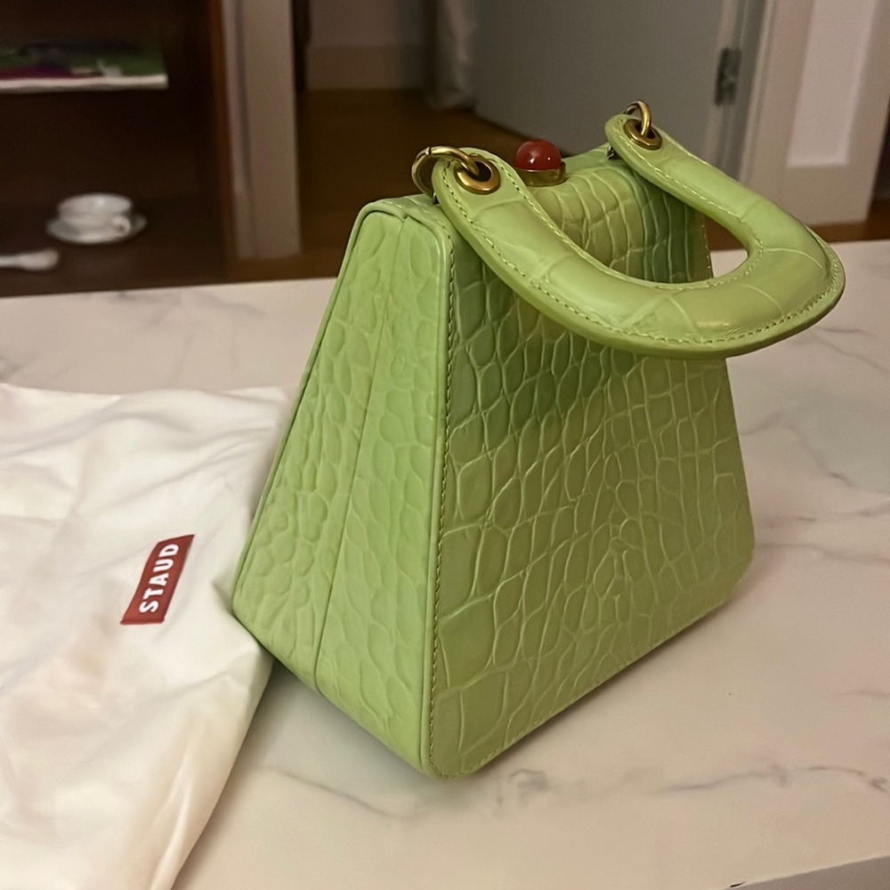STAUD Kenny croc embossed leather bag
